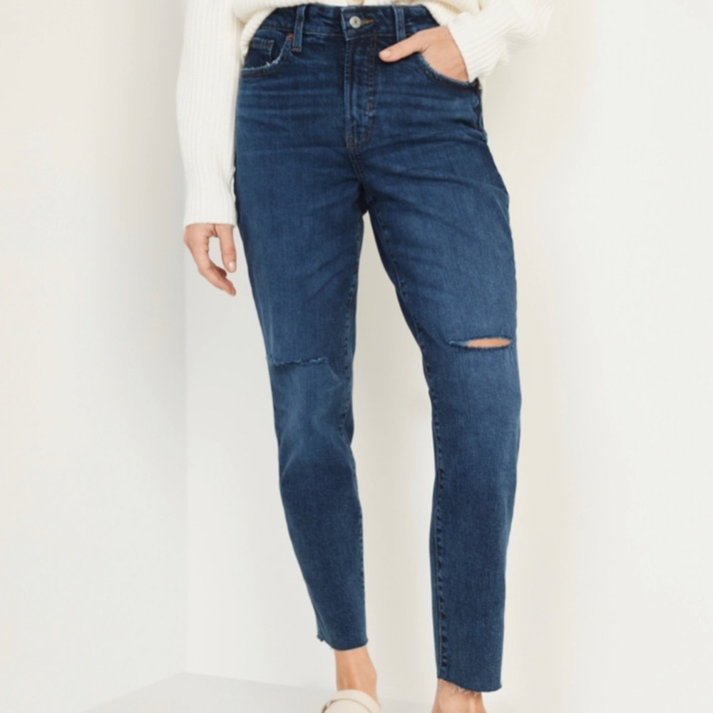 LMT: High-Waisted O.G. Straight Ripped Cut-Off Jeans for Women